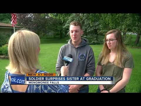 Soldier surprises sister at Menomonee Falls high school graduation